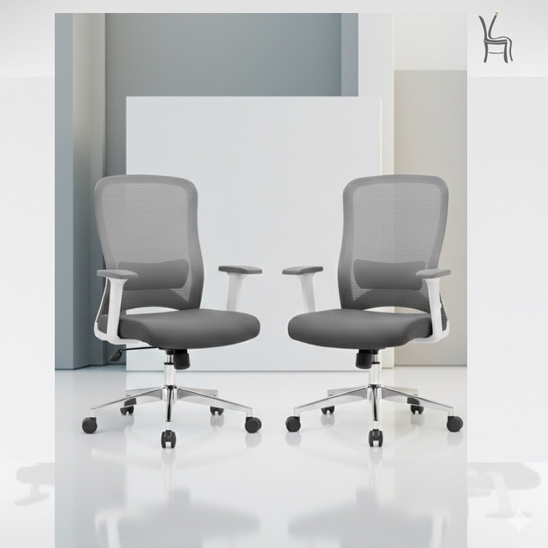 Model Sammy MB-WT - White Frame Medium back Mesh Chair  Mesh back + black PP back frame