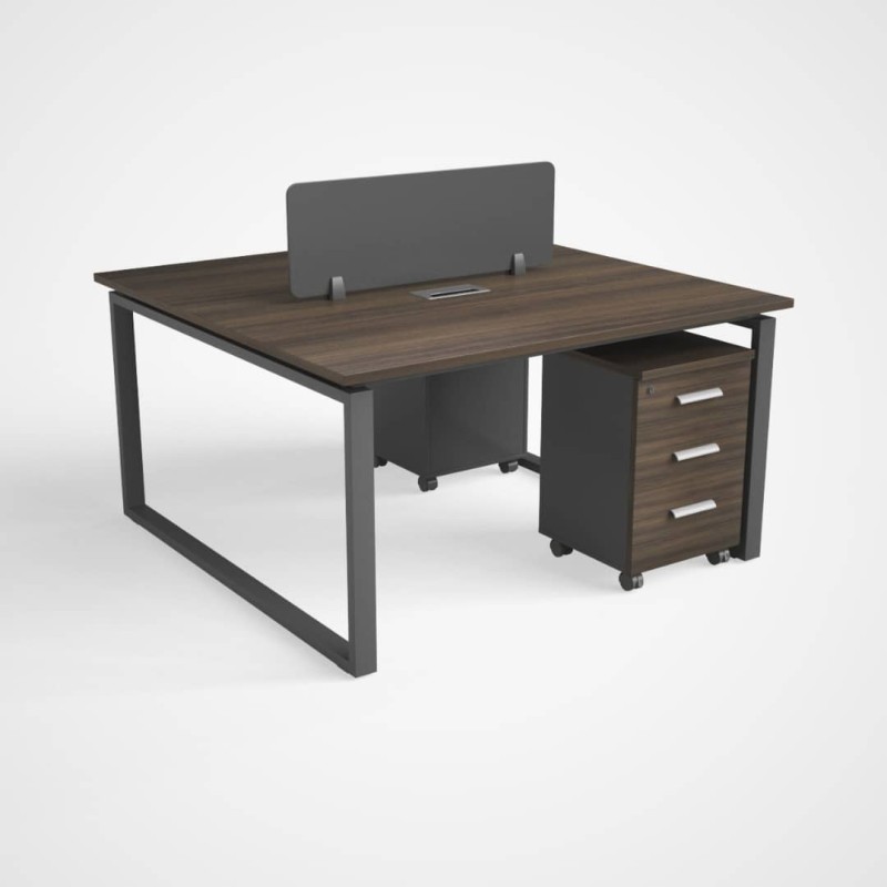 Model WS-2P-BG-127 - Workstation with pedestal drawers - Face to Face