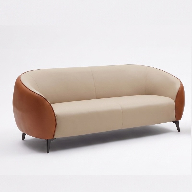 Model Cube - 820- Sofa - Color Beige + Orange (PU Leather)